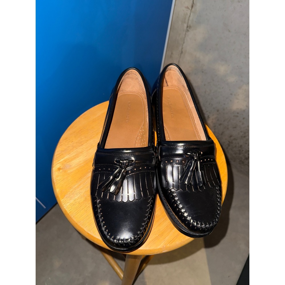 GH Bass & Co Jeremy Black Leather Tassel Kiltie Loafers 11.5
